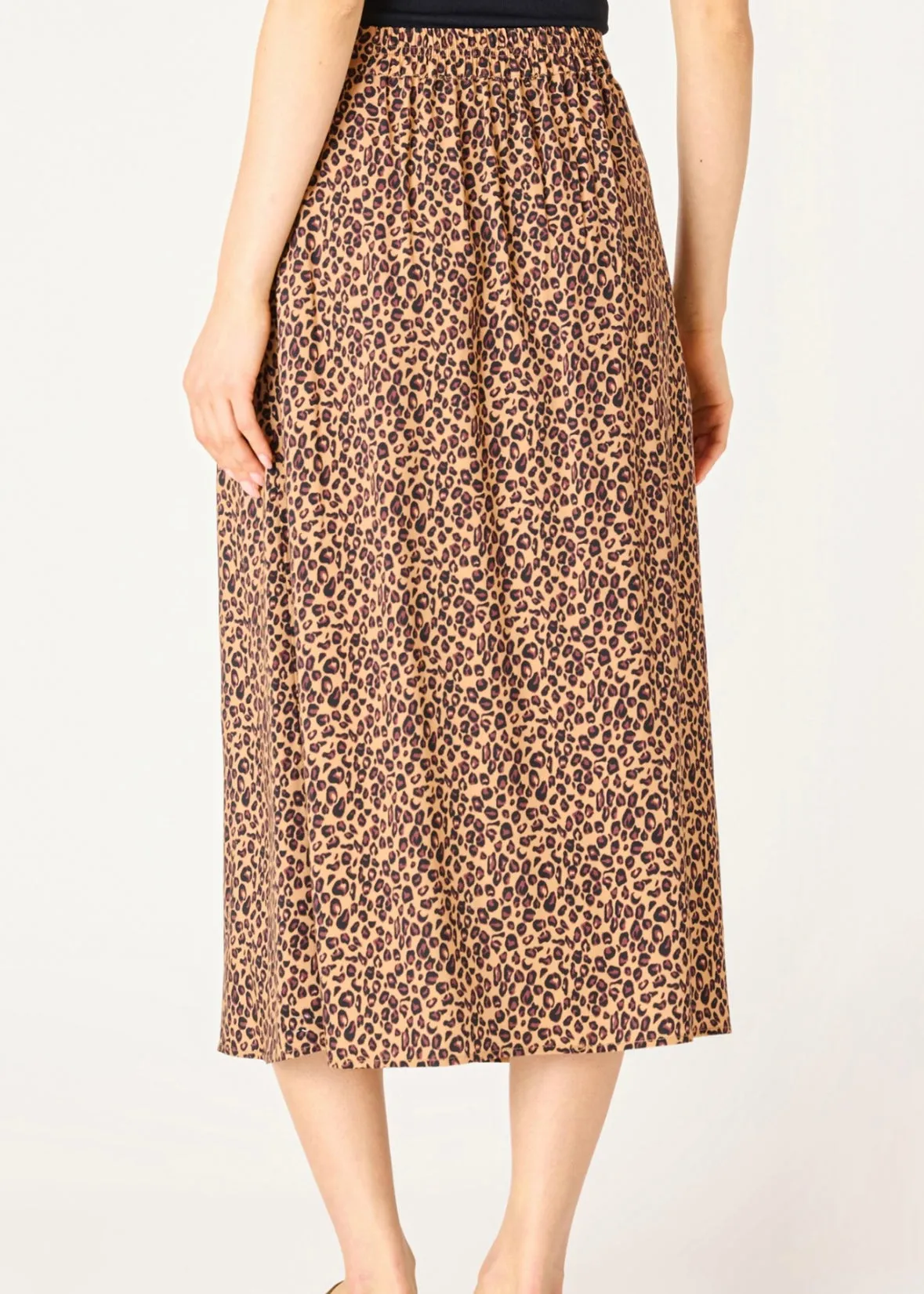 Button Front Midi Skirt