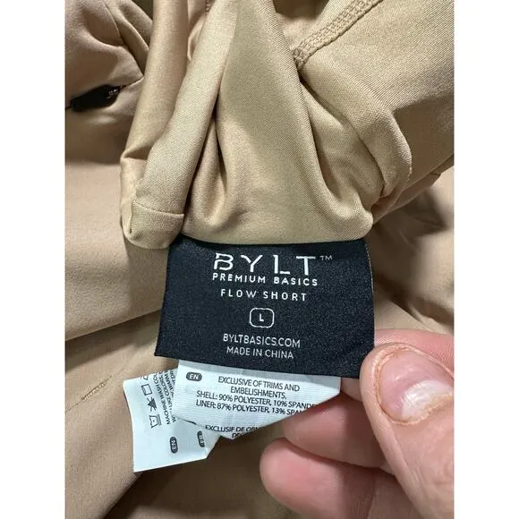 BYLT Women’s Flow Shorts Size Large Tan Athletic NEW Premium Basics