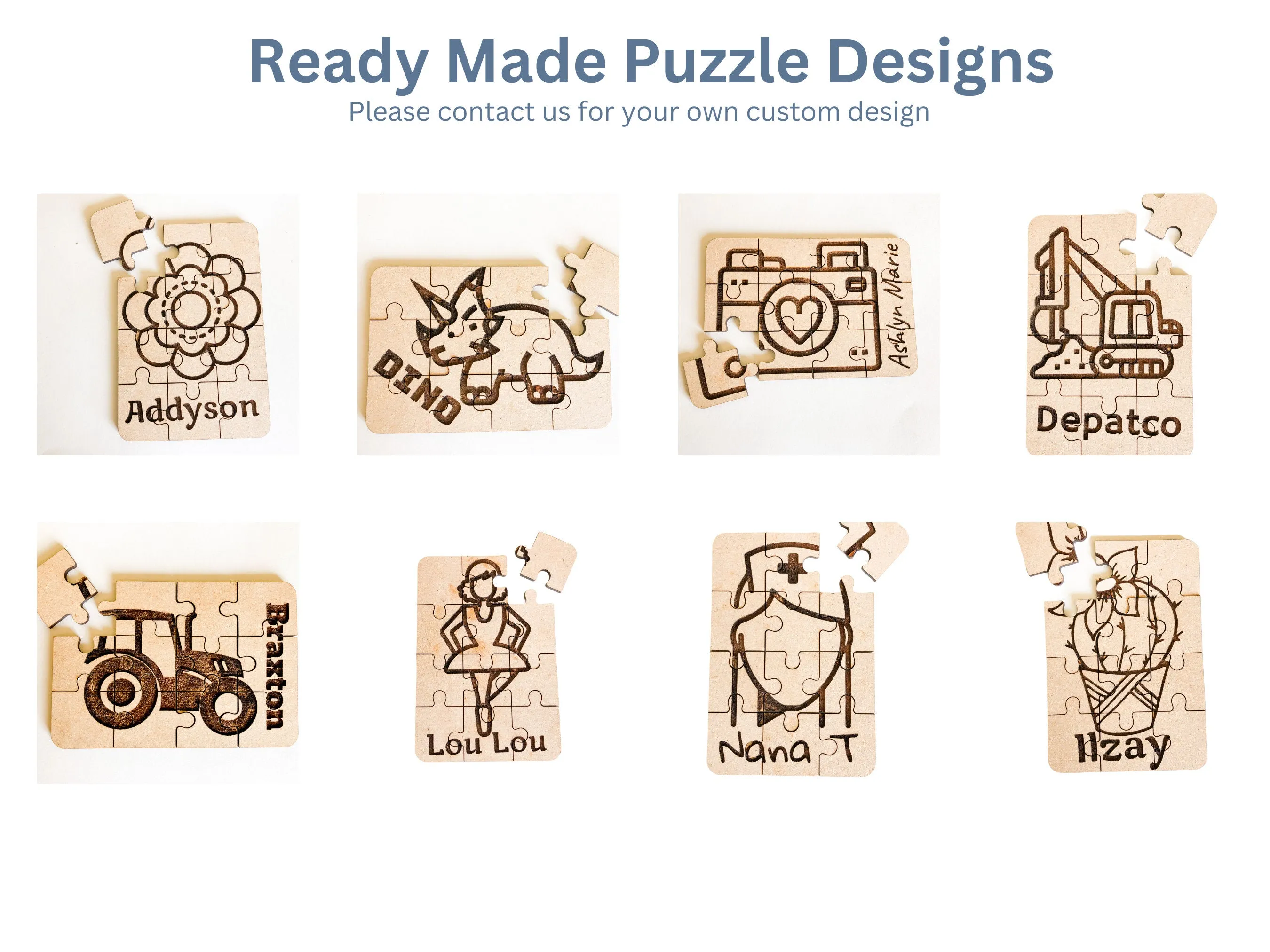 Cactus Personalized Small Wooden Puzzles Custom Game, Bulk Birthday Party Favor and Make and Take for Kids