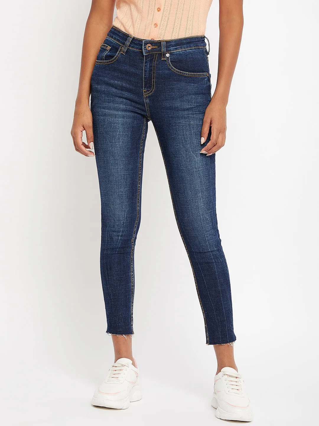 Camla Barcelona Indigo Slim Fit Raw Hem Jeans