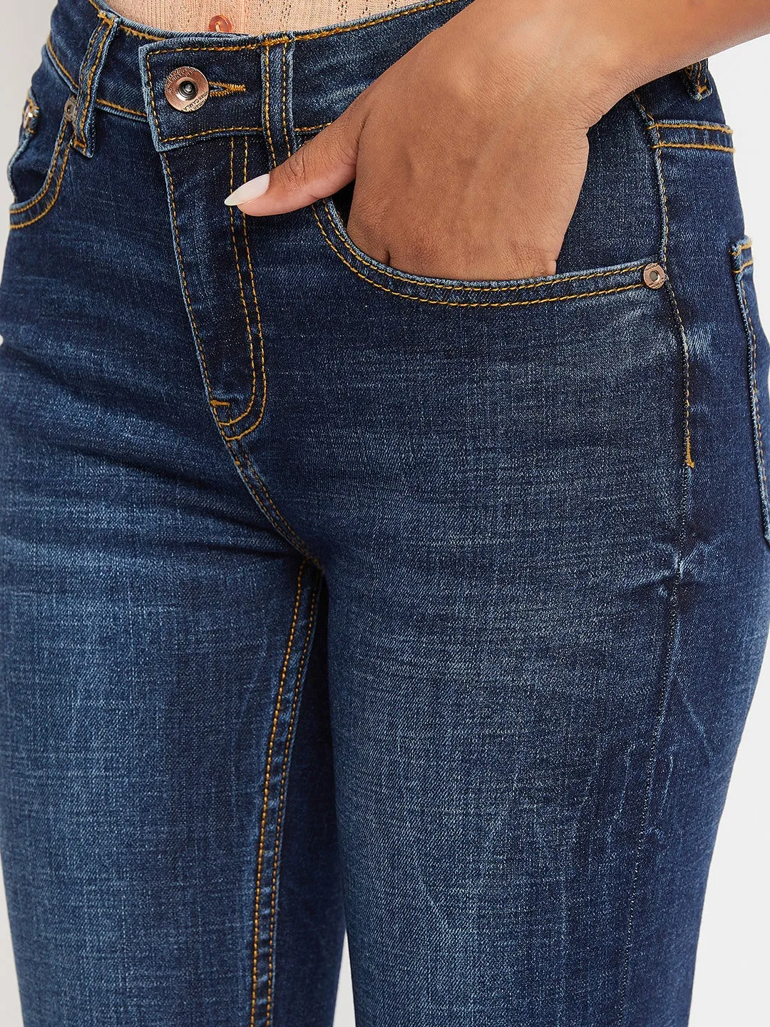 Camla Barcelona Indigo Slim Fit Raw Hem Jeans