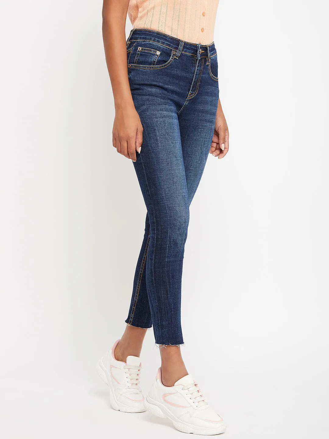 Camla Barcelona Indigo Slim Fit Raw Hem Jeans