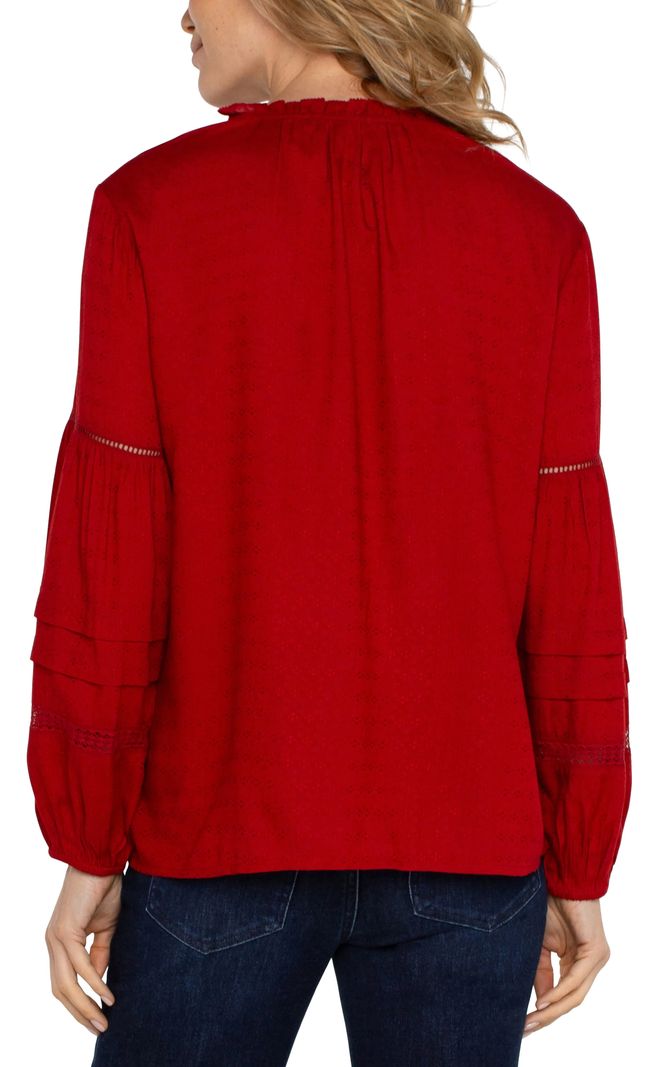 Carnelian Shirred Woven Blouse