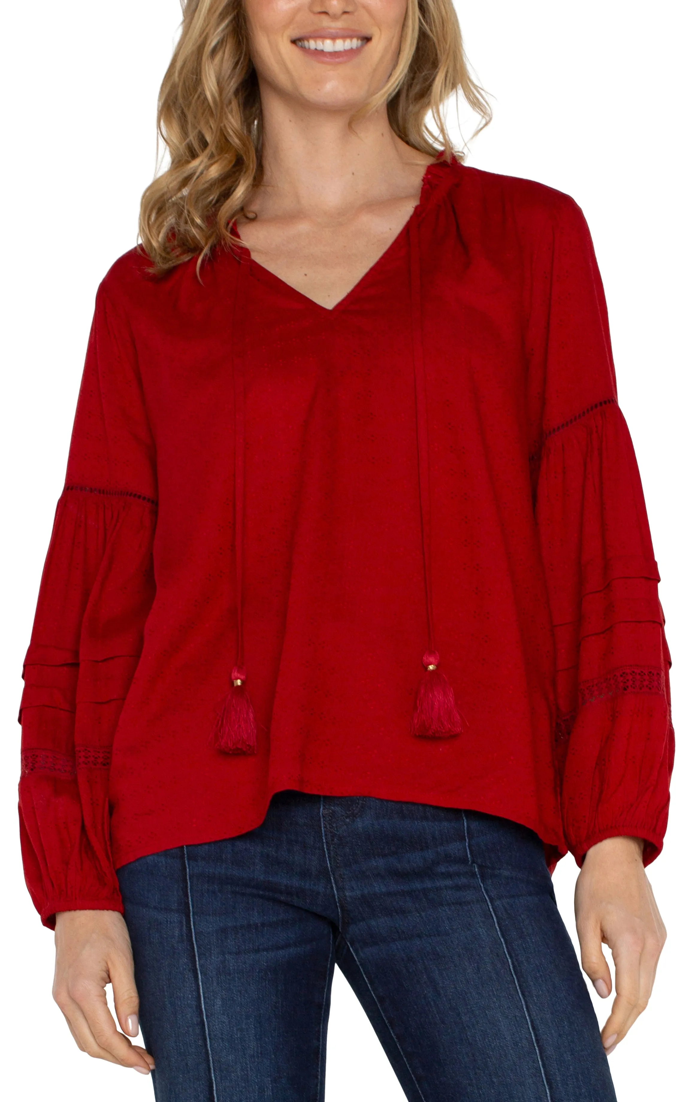 Carnelian Shirred Woven Blouse