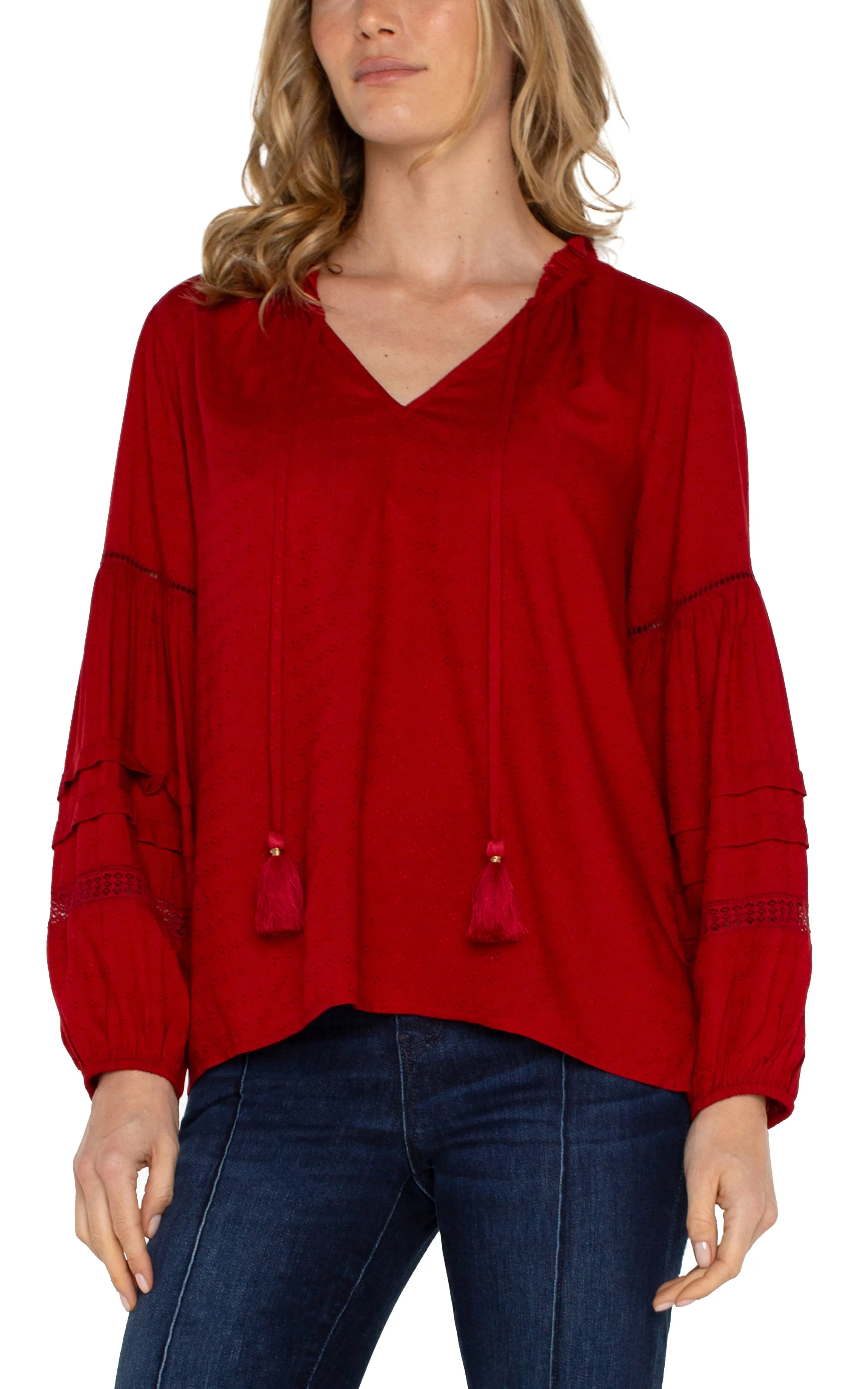 Carnelian Shirred Woven Blouse