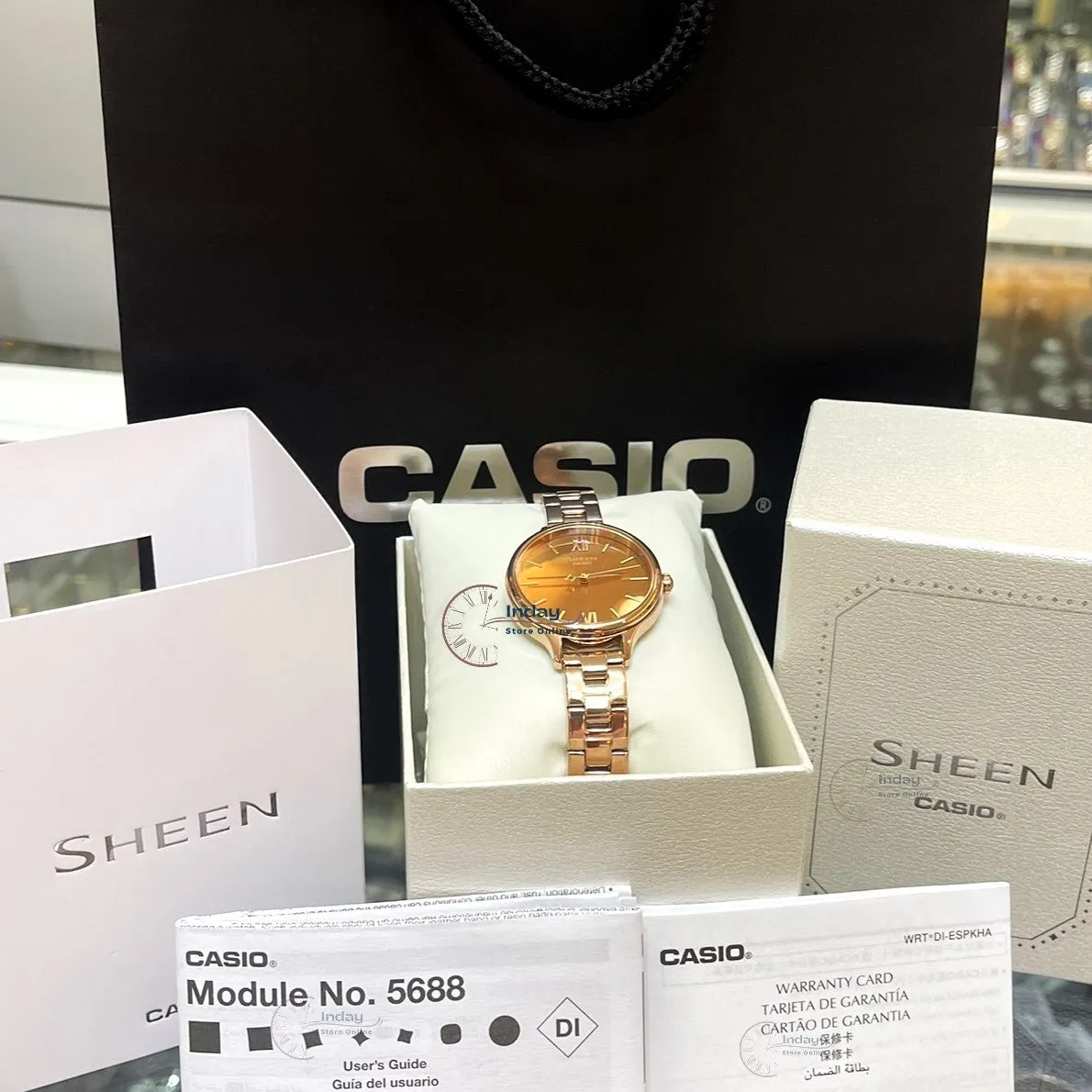 Casio Women's Watch SHE-4560PG-4A Stainless Steel Band One-touch 3-fold Clasp Sapphire Crystal