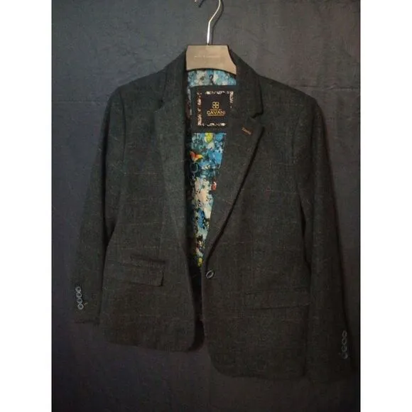 Cavani Women's Tweed Navy Check Blazer Wool Jacket‎ 1920s- 16