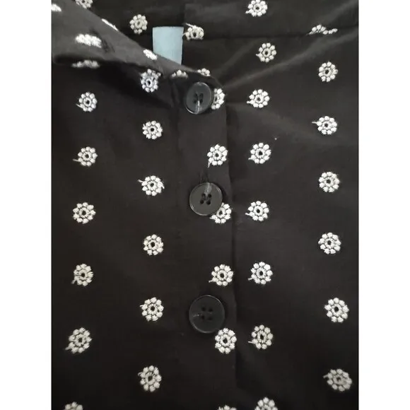 CeCe Women's Embroidered Eyelet Tiered Button-Front Mini Skirt Black &amp; White 8