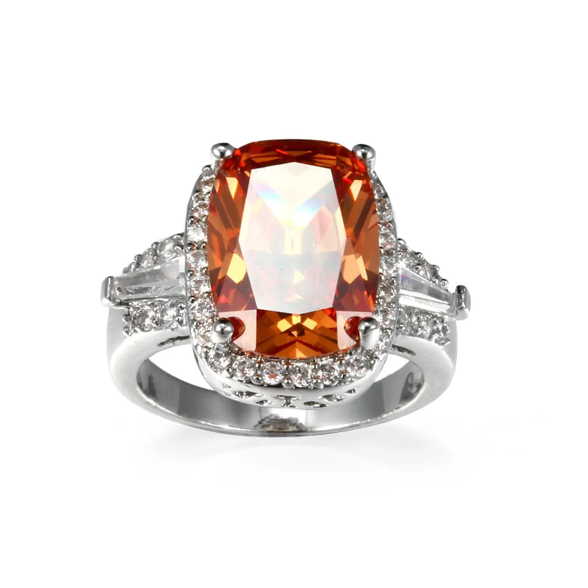Champagne Crystal & Cubic Zirconia Halo Oval-Cut Ring