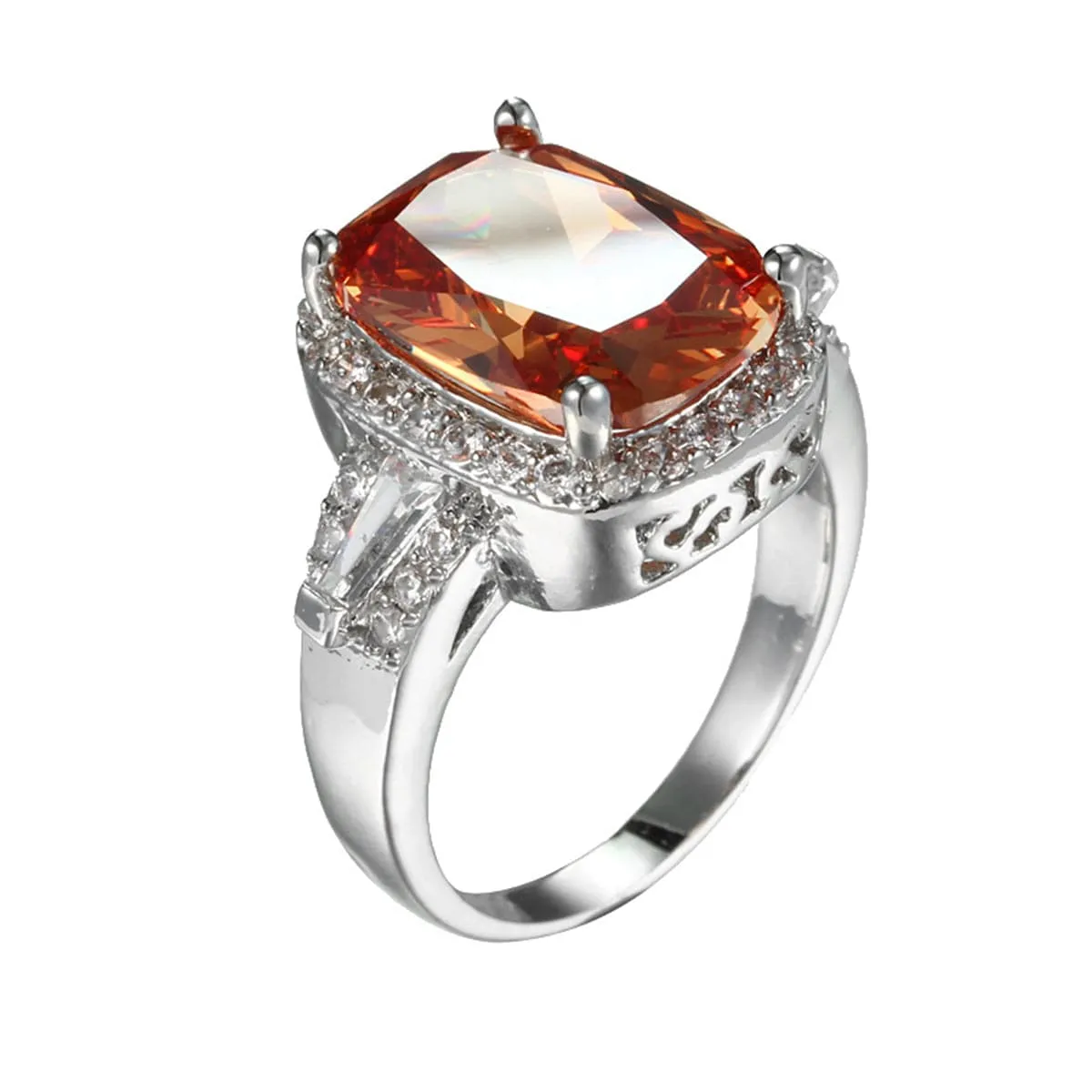 Champagne Crystal & Cubic Zirconia Halo Oval-Cut Ring