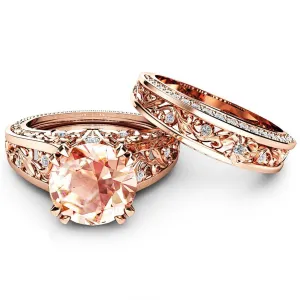 Champagne Crystal & Cubic Zirconia Ring Set