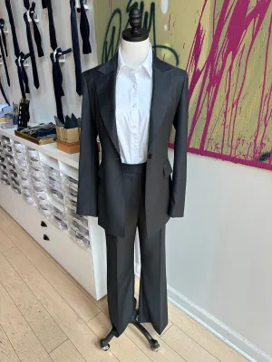 Charcoal Plaid Premium Italian Feminine Suit