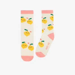 Chaussettes crème avec citrons, enfant || Cream socks with lemons, child