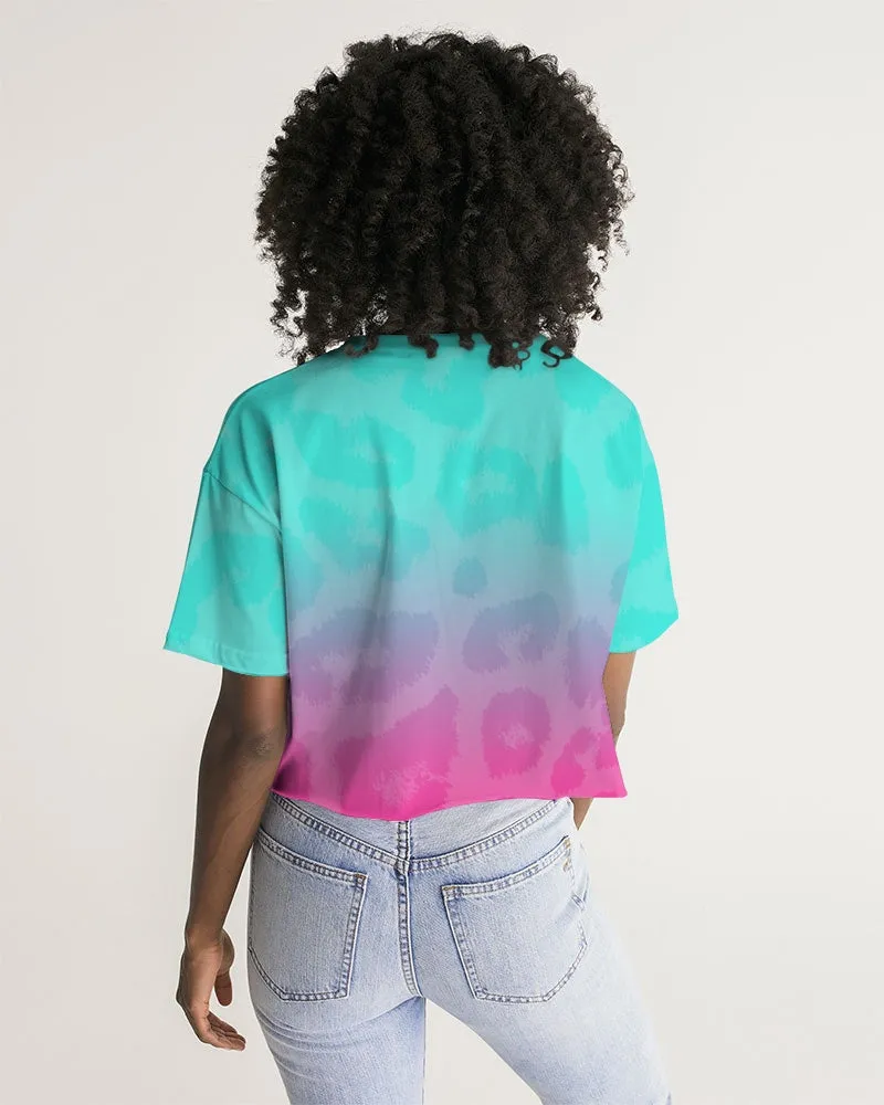 cheetah print ombré cropped tee