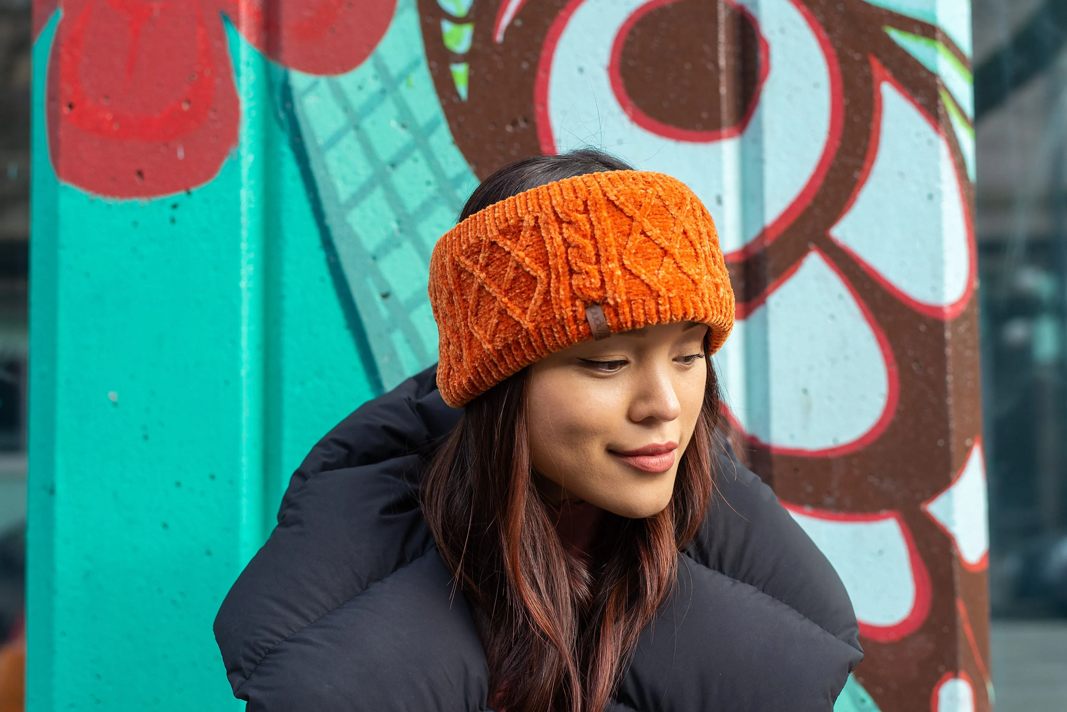 Chenille Knit Headband | Peach Caramel