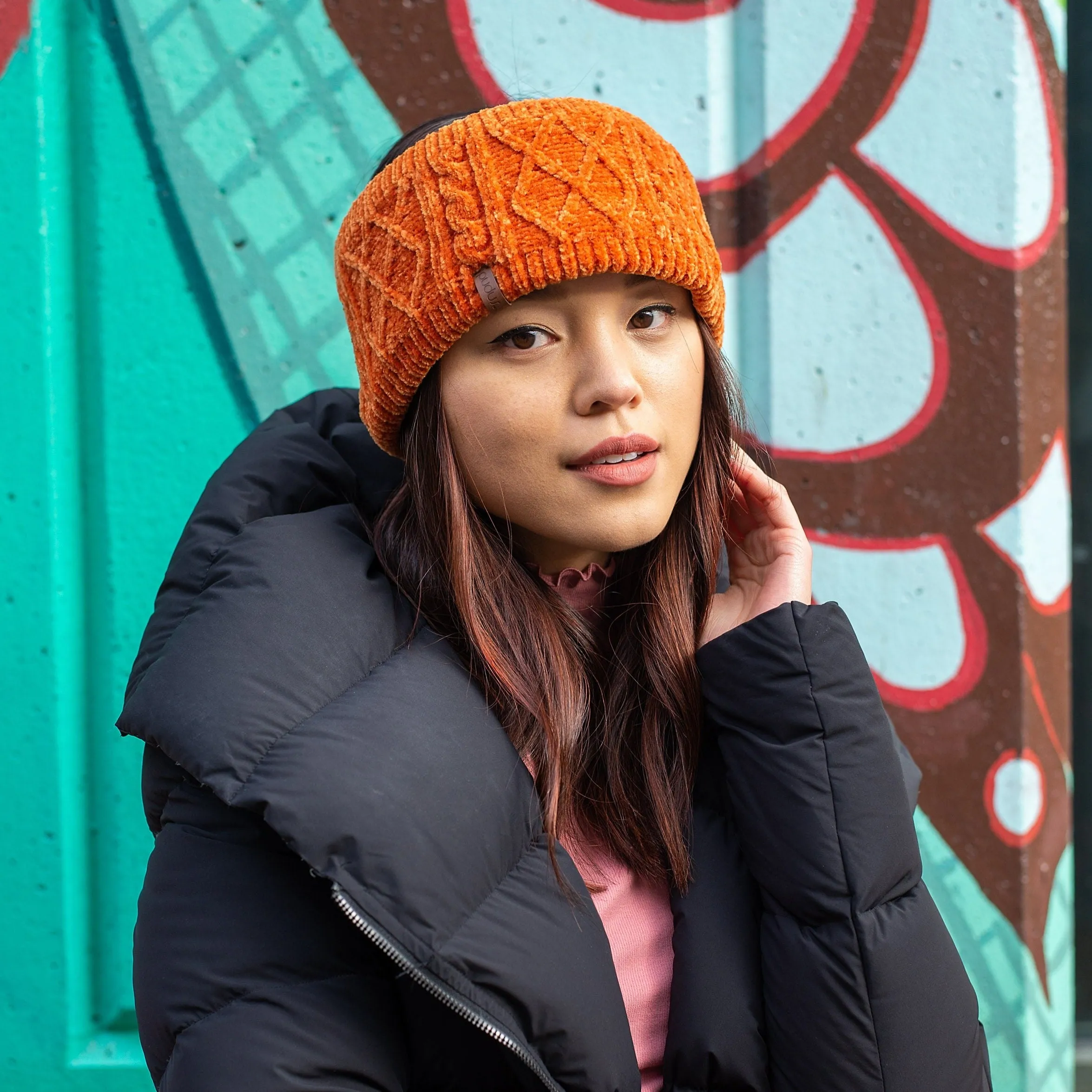 Chenille Knit Headband | Peach Caramel