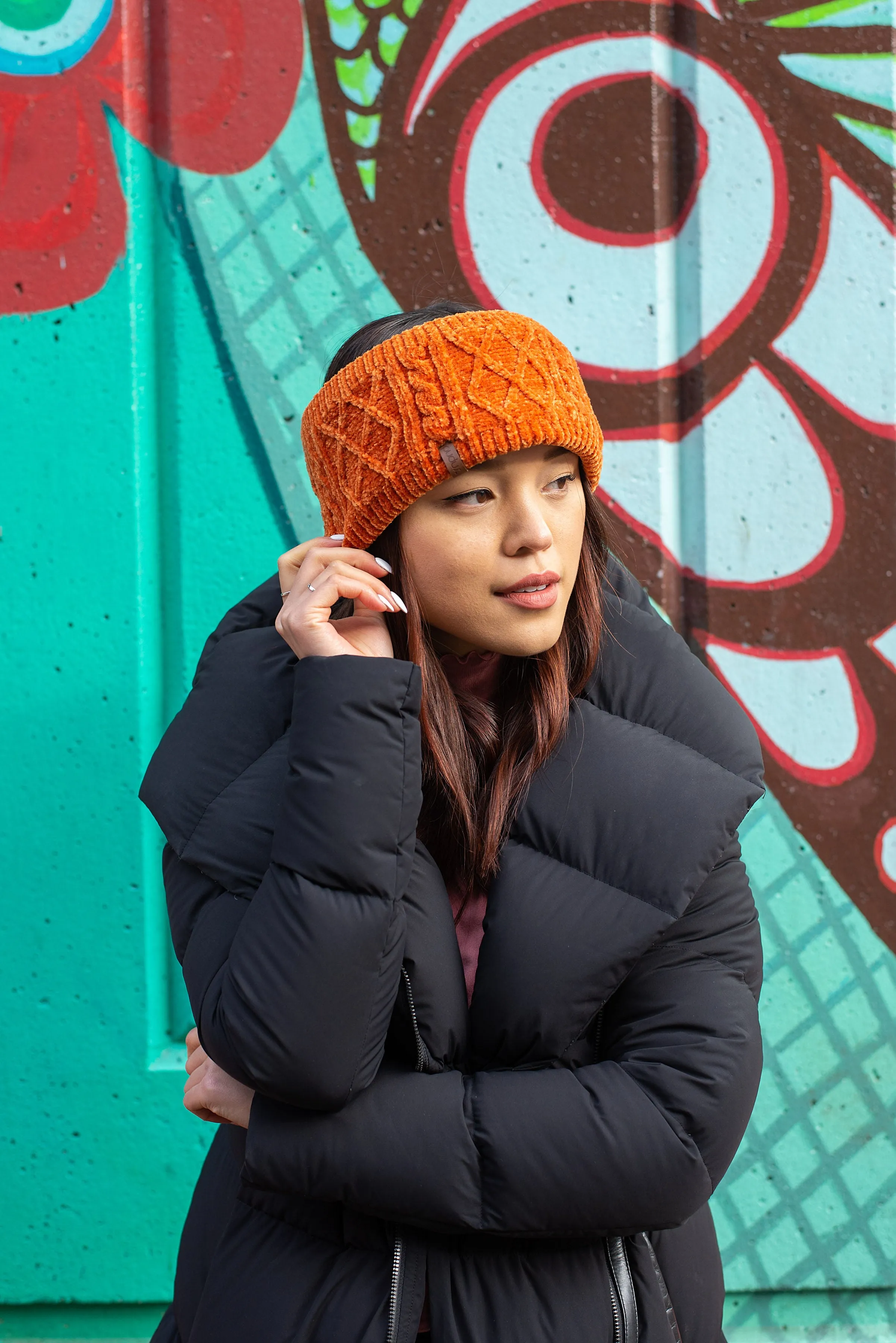 Chenille Knit Headband | Peach Caramel