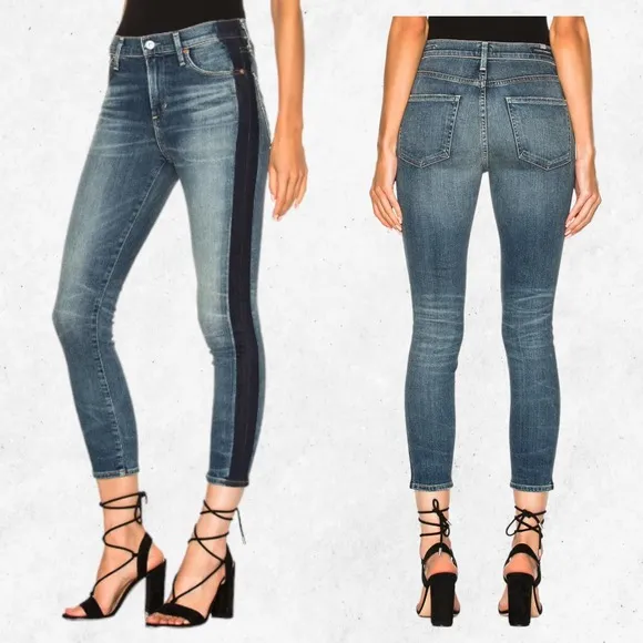 Citizens‎ of Humanity Rocket Crop High Rise Skinny Shadow Stripe Women's Size 24