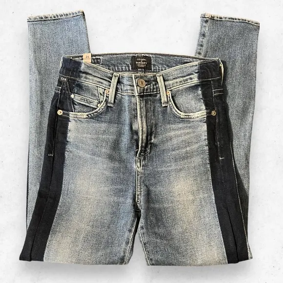 Citizens‎ of Humanity Rocket Crop High Rise Skinny Shadow Stripe Women's Size 24