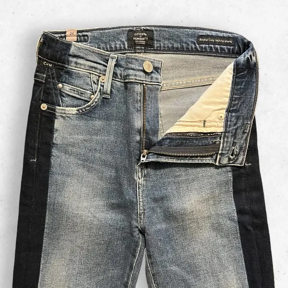 Citizens‎ of Humanity Rocket Crop High Rise Skinny Shadow Stripe Women's Size 24