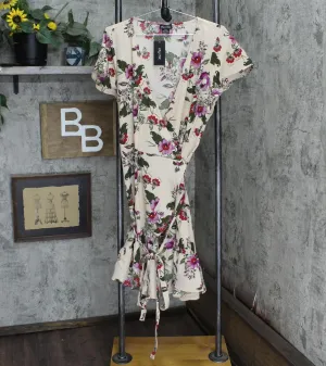 City Chic Women's Plus Size Lolita Wrap Dress Ecru Brown L