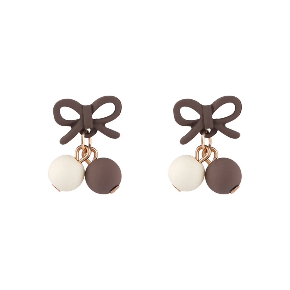 Coffee Enamel & 18K Gold-Plated Bow Drop Earrings