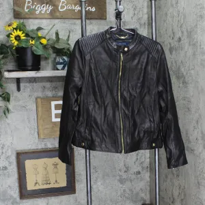 Cole Haan Women's Racer Jacket With Quilted Panels 356M2185 Black XL