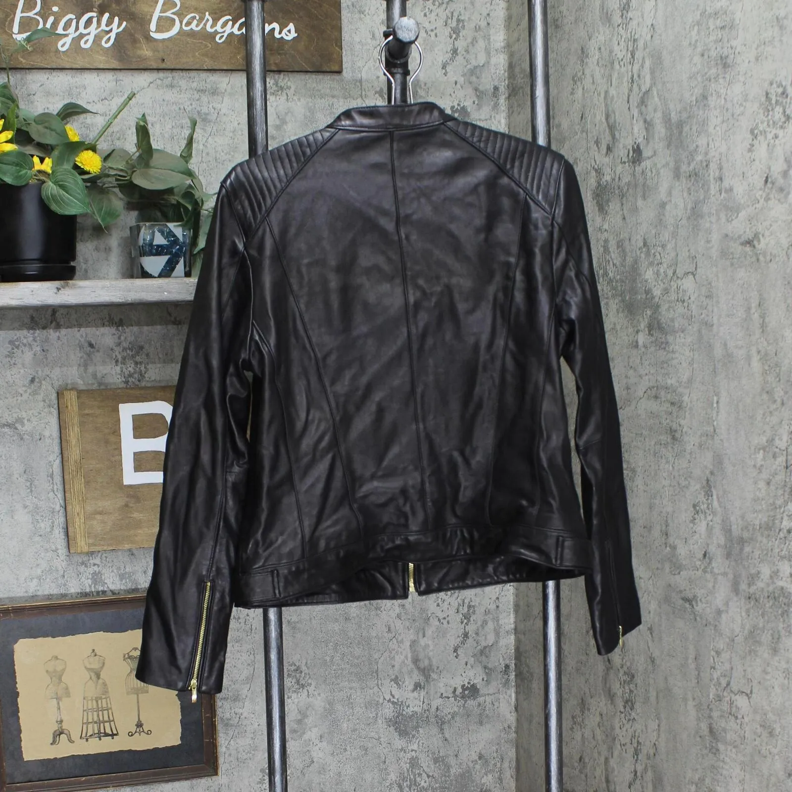 Cole Haan Women's Racer Jacket With Quilted Panels 356M2185 Black XL