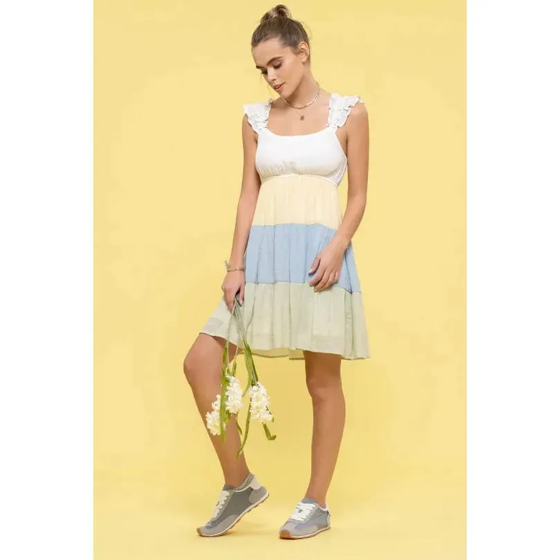 Colorblock Tiered Dress