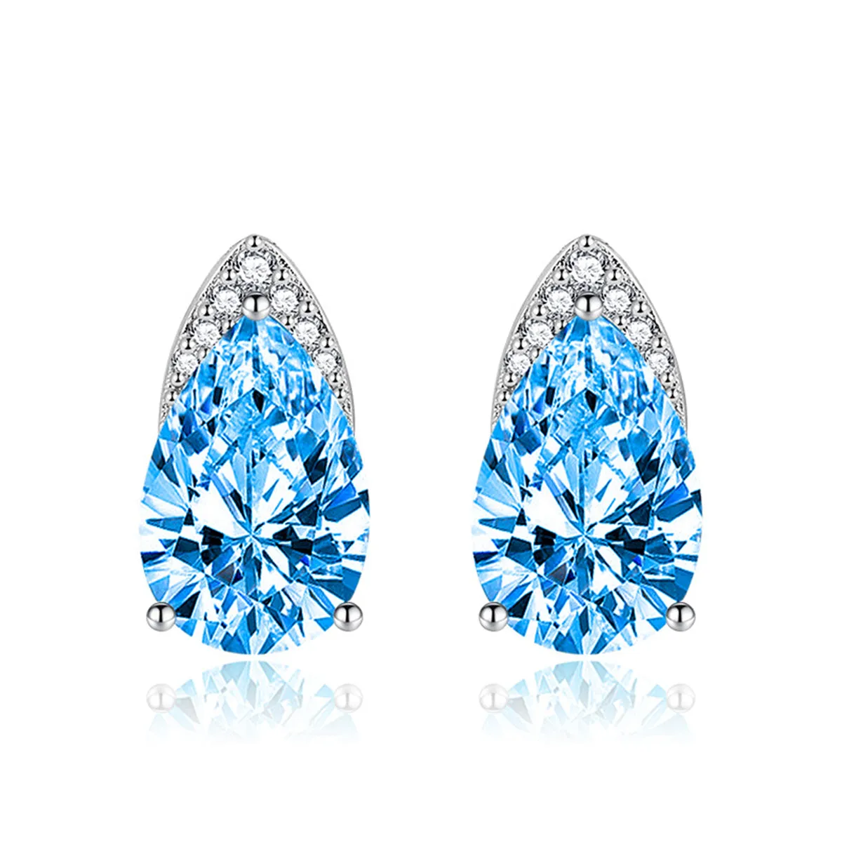 Colored Crystal & Cubic Zirconia Pear-Cut Stud Earrings