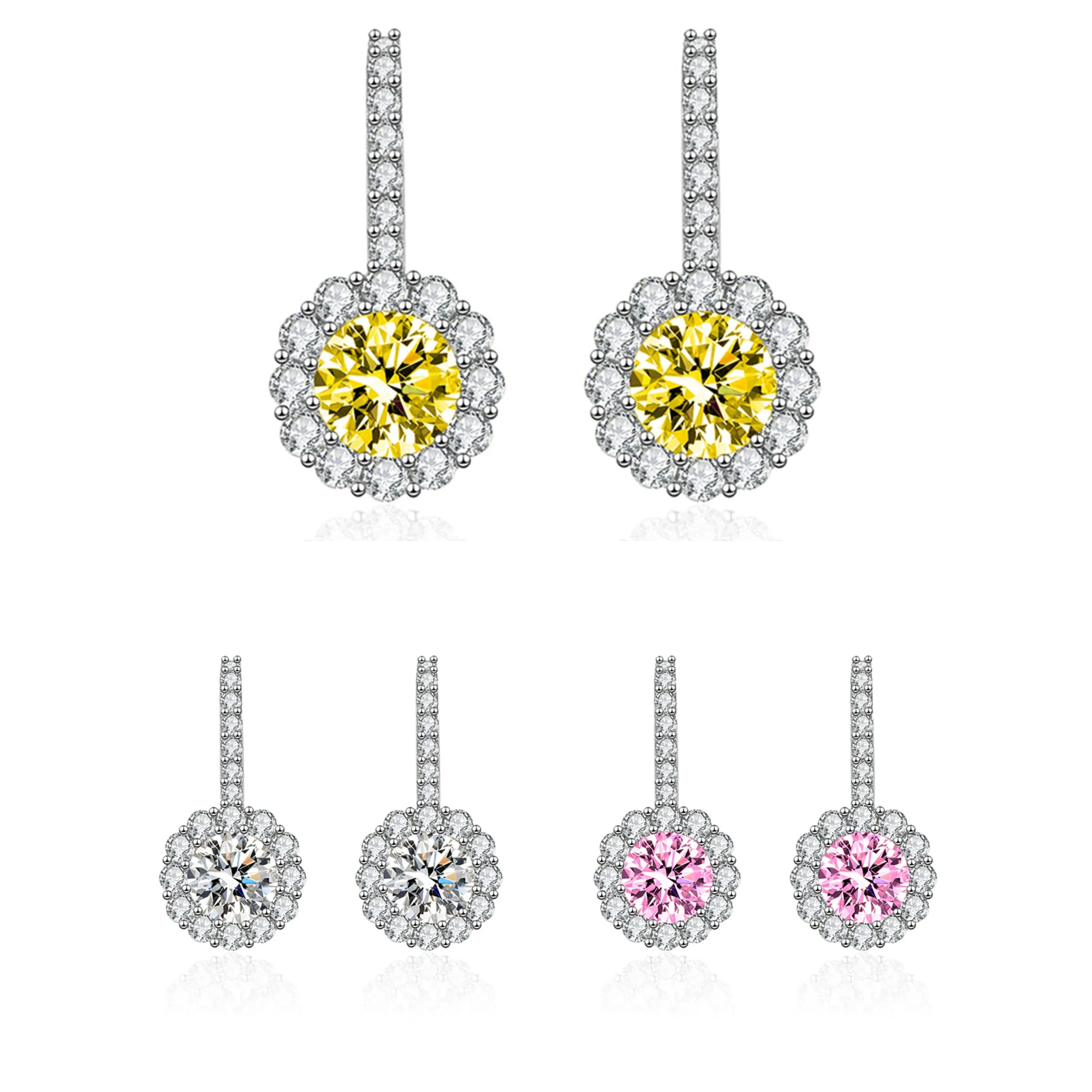 Colored Crystal & Cubic Zirconia Silver-Plated Round Dangle Earrings