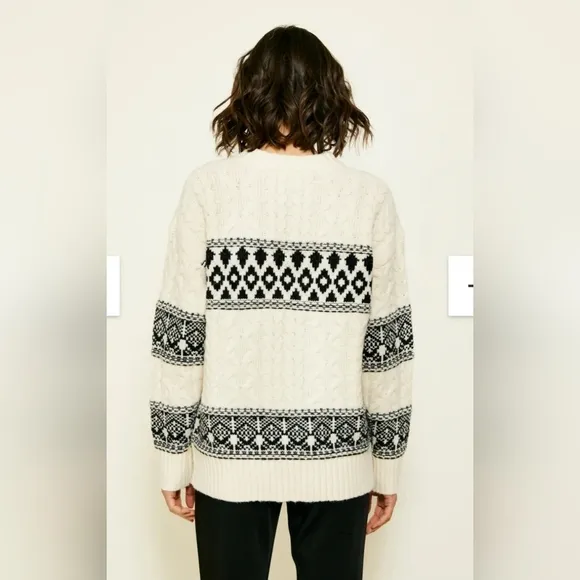 COPY - New Revolve X Line &amp; Dot Fair Isle Cable Knit Chunky Oversized Sweater L…