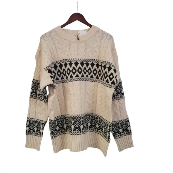 COPY - New Revolve X Line &amp; Dot Fair Isle Cable Knit Chunky Oversized Sweater L…
