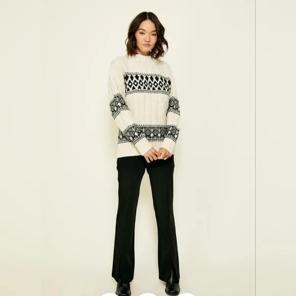 COPY - New Revolve X Line &amp; Dot Fair Isle Cable Knit Chunky Oversized Sweater L…