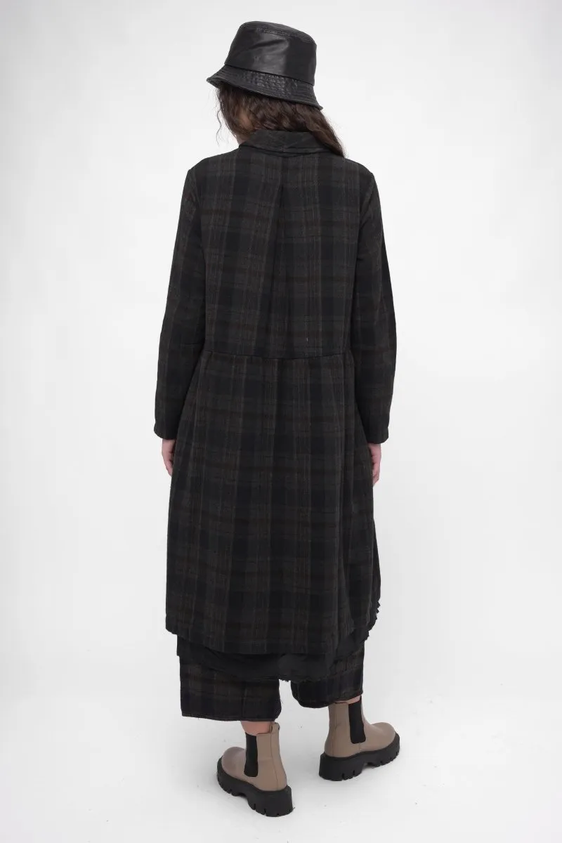 Cotton Plaid Overcoat Dress