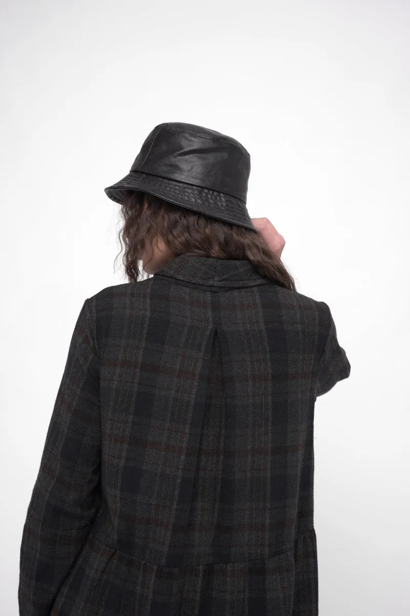 Cotton Plaid Overcoat Dress