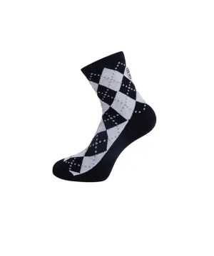 CREVE NINE: Argyle Middle Socks - White