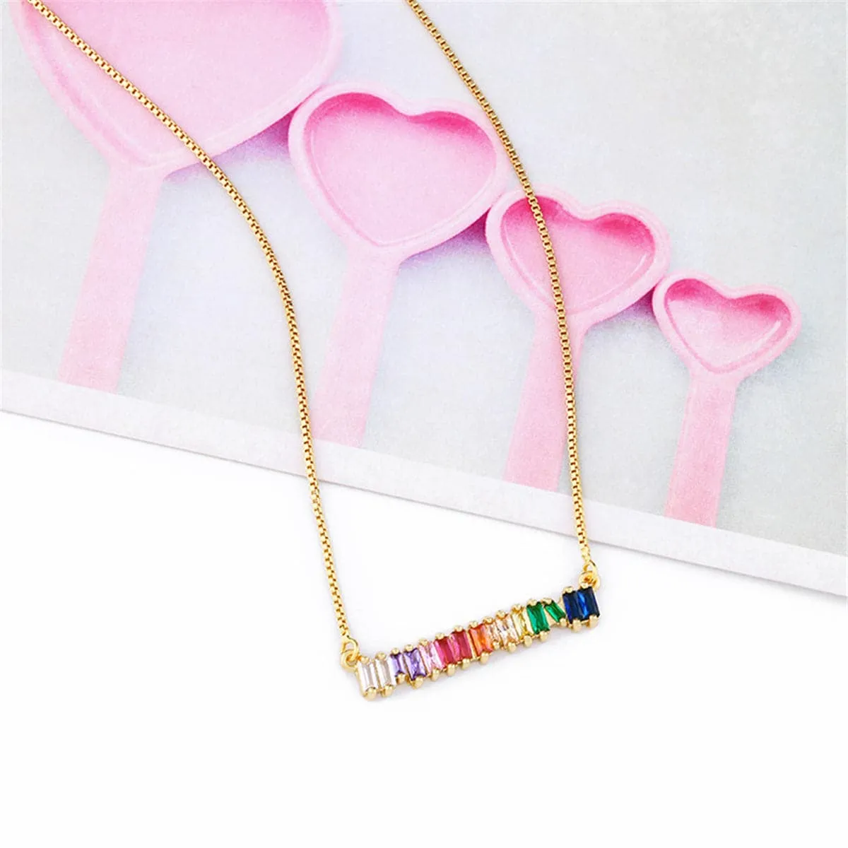 Crystal & 18K Gold-Plated Bar Pendant Necklace