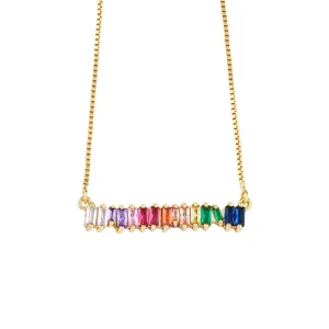 Crystal & 18K Gold-Plated Bar Pendant Necklace