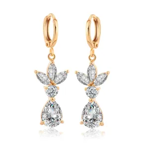 Crystal & 18K Gold-Plated Flower Teardrop Earrings