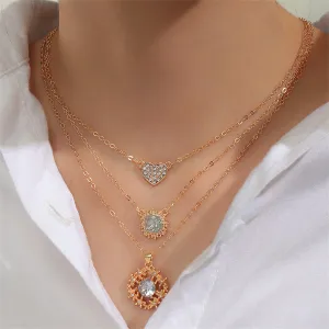Crystal & Cubic Zirconia Heart Pendant Necklace Set