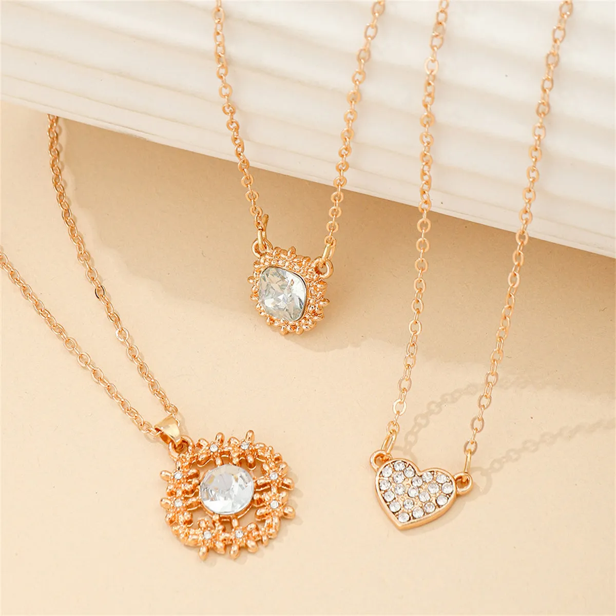 Crystal & Cubic Zirconia Heart Pendant Necklace Set