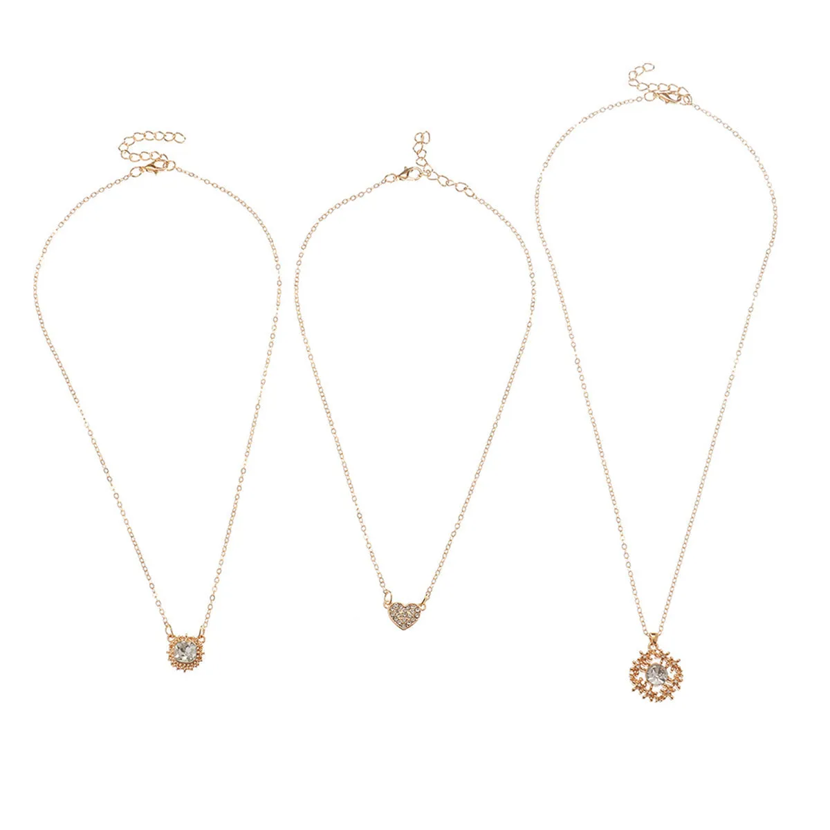 Crystal & Cubic Zirconia Heart Pendant Necklace Set