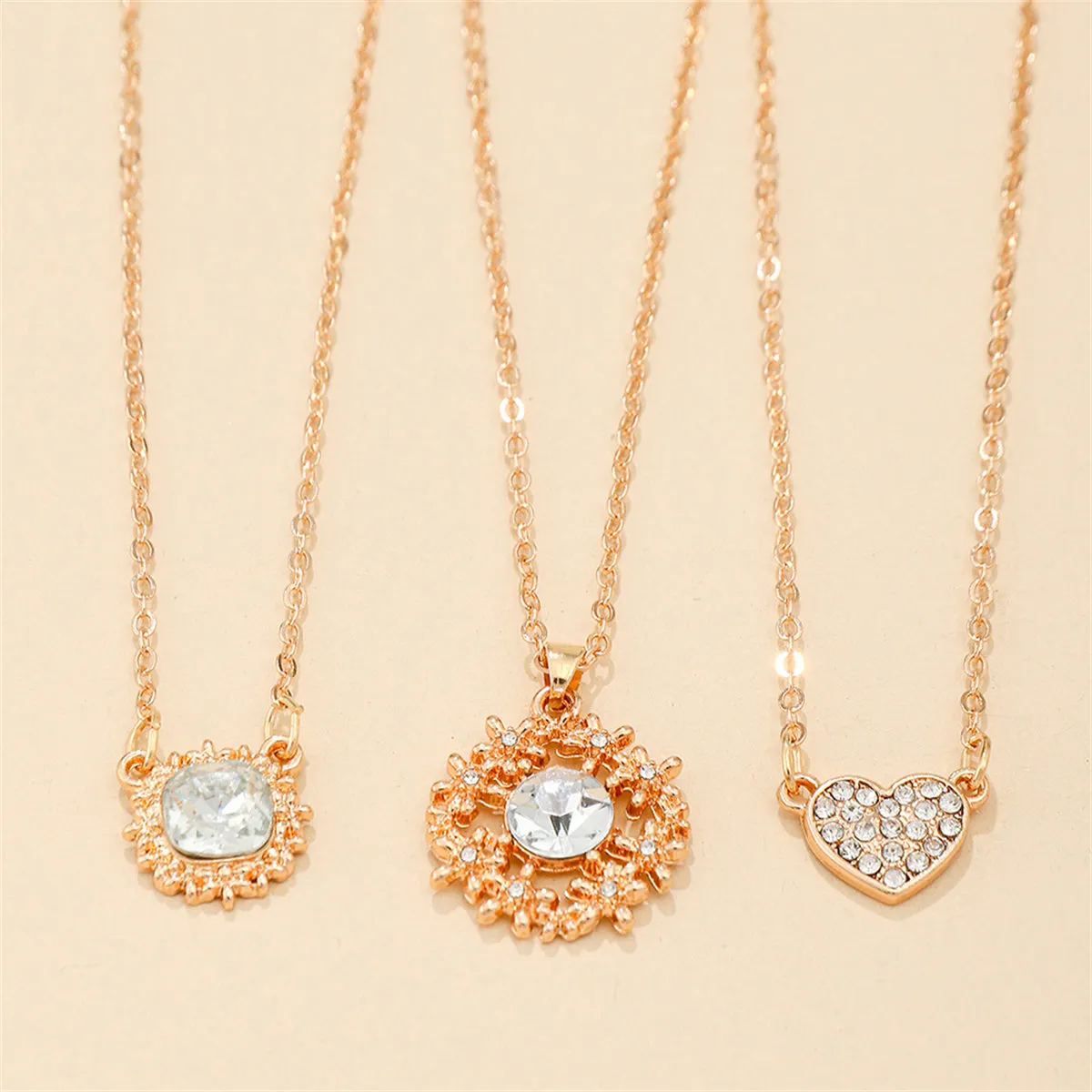 Crystal & Cubic Zirconia Heart Pendant Necklace Set