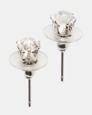 CRYSTAL STUD EARRINGS SILVER
