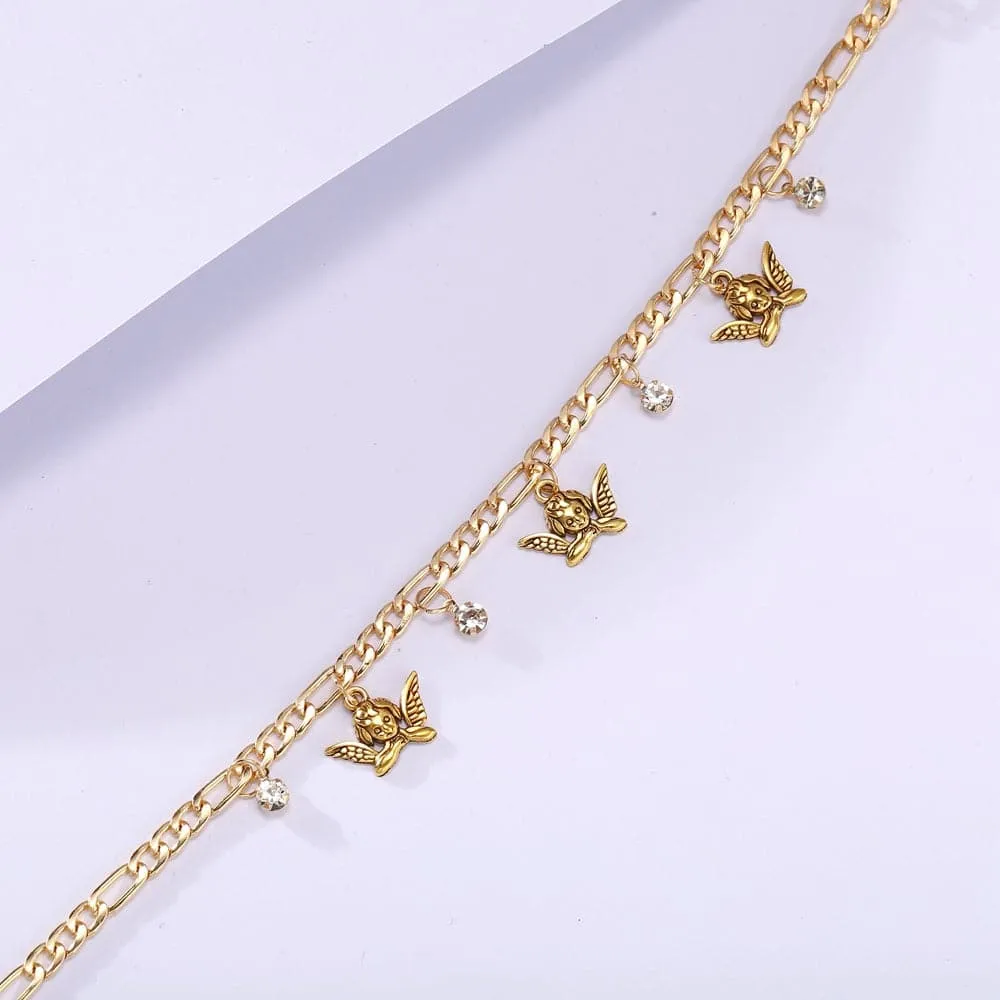 Cubic Zirconia & 18K Gold-Plated Angel Station Necklace