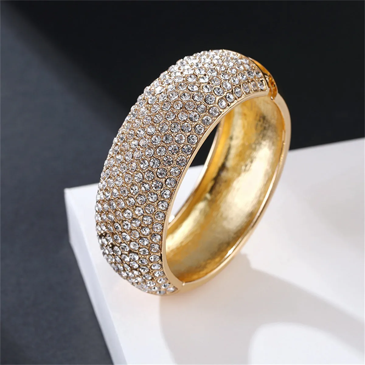Cubic Zirconia & 18K Gold-Plated Bangle