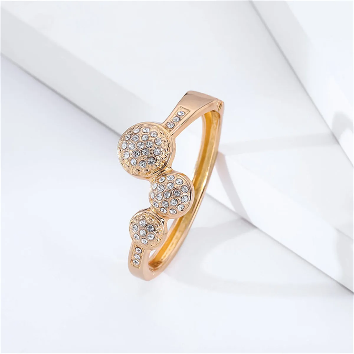 Cubic Zirconia & 18K Gold-Plated Circles Bangle