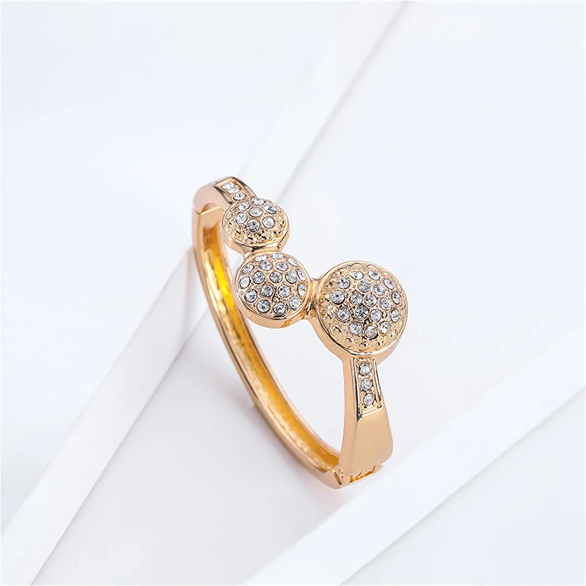 Cubic Zirconia & 18K Gold-Plated Circles Bangle