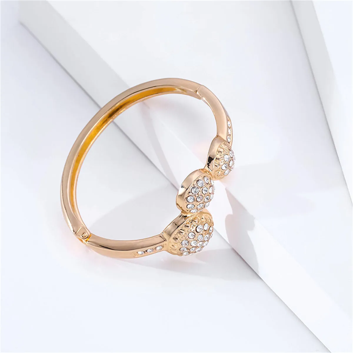 Cubic Zirconia & 18K Gold-Plated Circles Bangle
